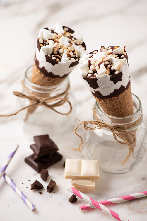 Chocolate-dipped ice cream cones