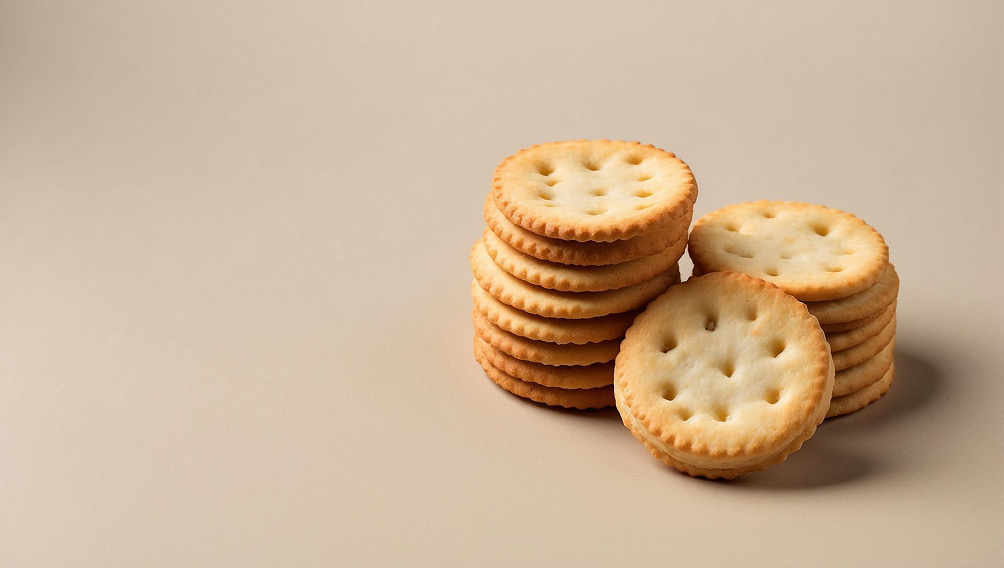 Stacks of round crackers