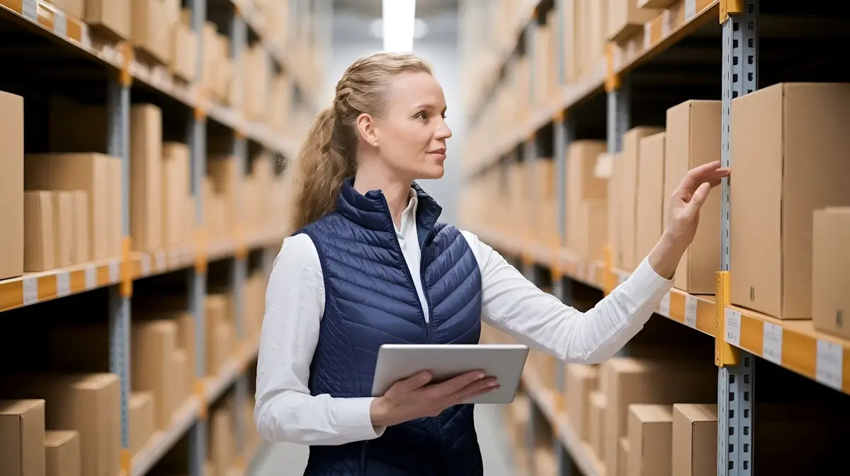 Warehouse staff checking stock on a tablet